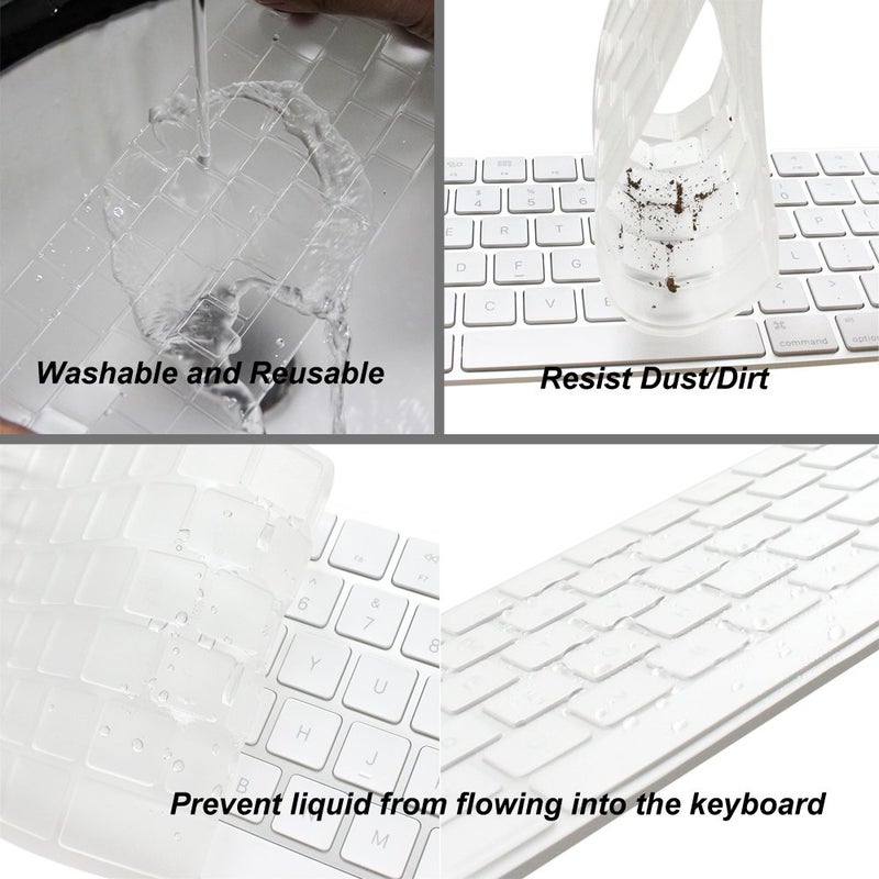 ProElife Ultra Thin Silicone Keyboard Protector Cover Skin for Apple Magic Keyboard & Magic Keyboard 2 (U.S Version, Model: MLA22L/A-A1644, Without Numeric Keypad) (Transparent) - Image 4